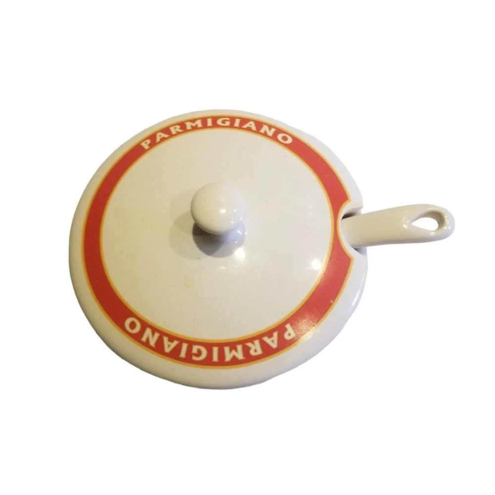 Pottery Barn Pasta Parmigiano Serving Bowl Lid & Spoon White & Red Ceramic